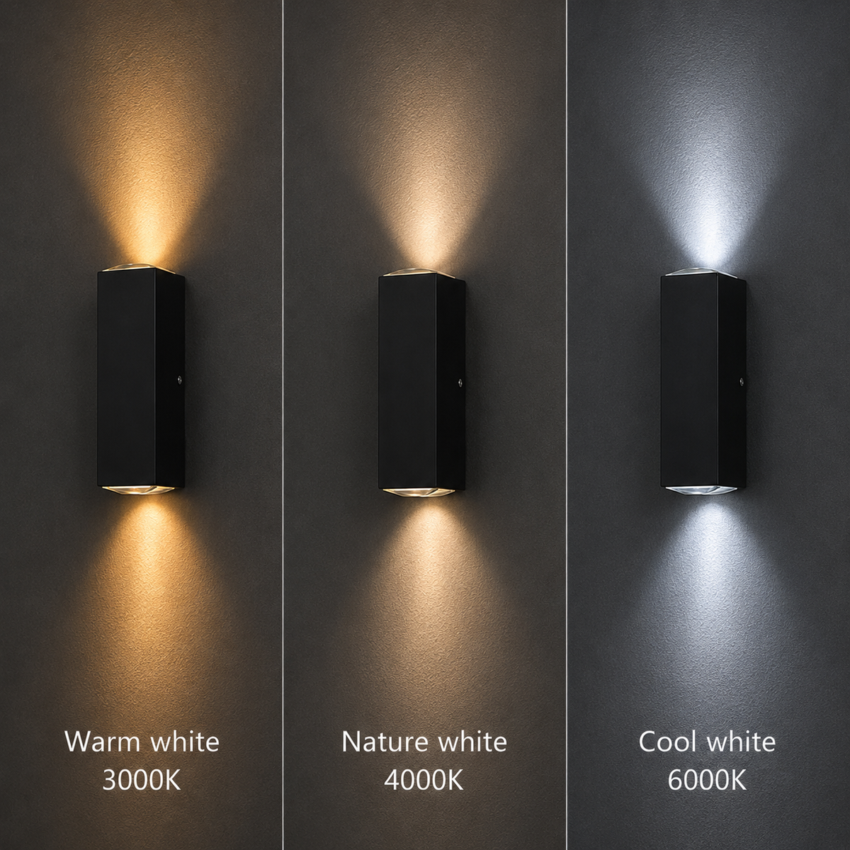 Vegglampe ute med lys opp og ned i svart aluminium, Svart
